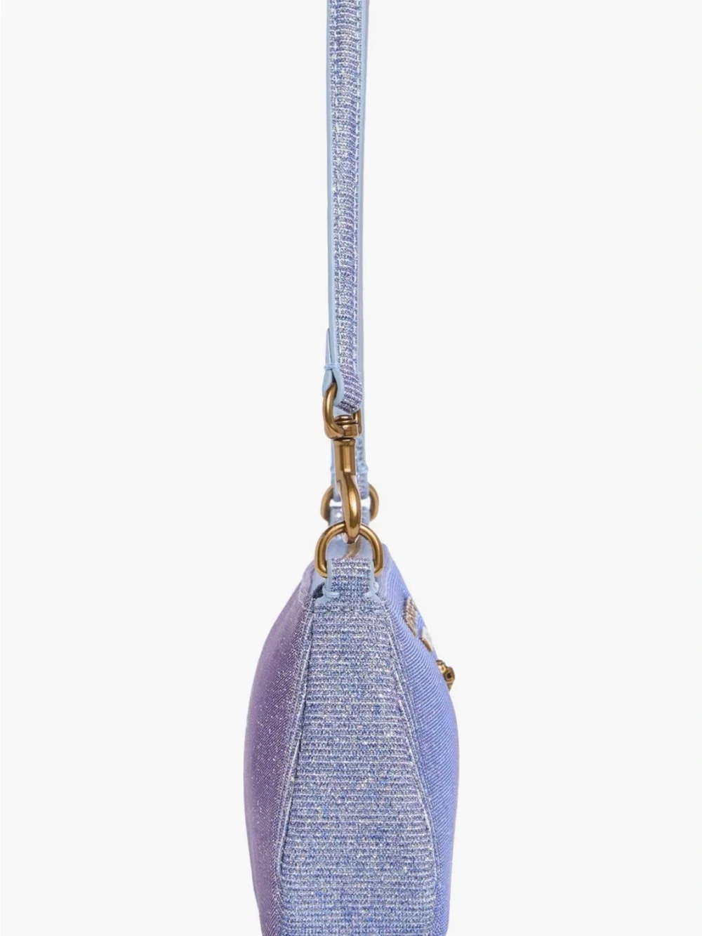 Kurt Geiger Highgate Lilac Glitter Shoulder Bag with Gold Hardware
